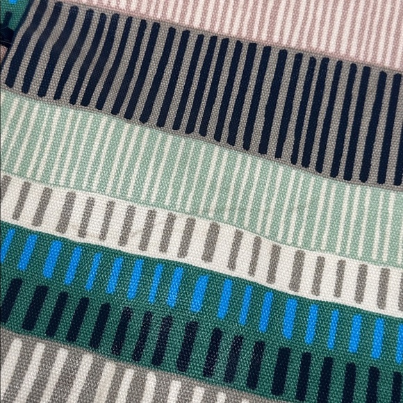 Fossil Vinyl Striped Large Tote Bag with Tan Leather Straps - Picture 12 of 12